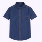 Chemise cowboy jean manches courtes bleu (9)