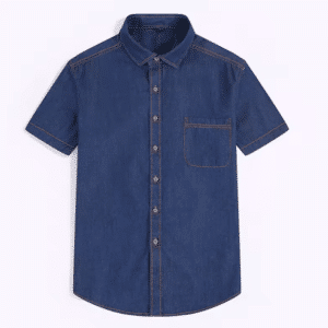 Chemise cowboy jean manches courtes bleu