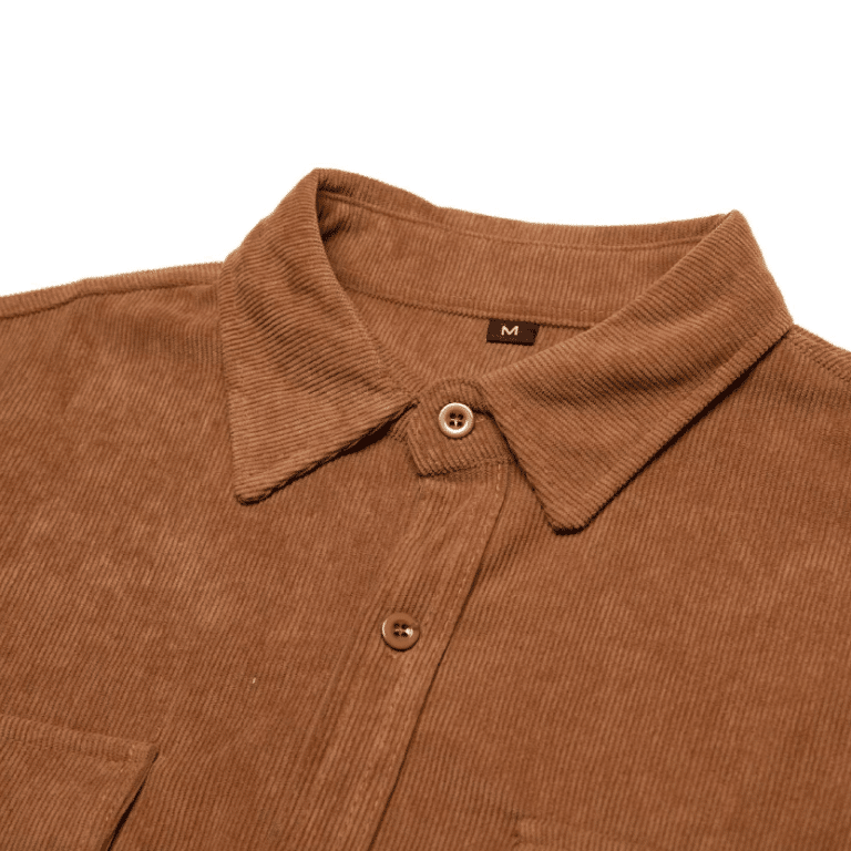 Chemise cowboy marron en velours côtelé à poches ranch (2)