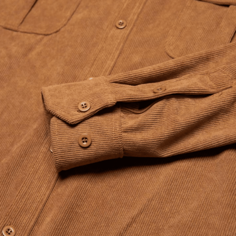 Chemise cowboy marron en velours côtelé à poches ranch (4)