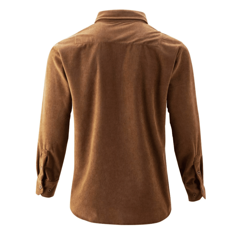 Chemise cowboy marron en velours côtelé à poches ranch (8)