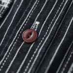 Chemise cowboy noire rayée avec broderie western American Indian (2)