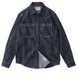 Chemise cowboy noire rayée avec broderie western American Indian (4)