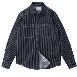 Chemise cowboy noire rayée avec broderie western American Indian
