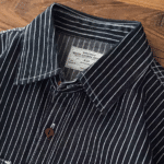 Chemise cowboy noire rayée avec broderie western American Indian (7)