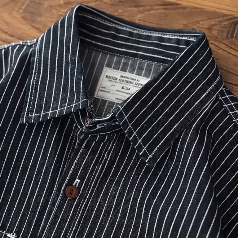 Chemise cowboy noire rayée avec broderie western American Indian (7)