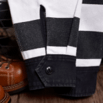Chemise cowboy rayé noir et blanc américain vintage 16oz (1)