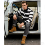 Chemise cowboy rayé noir et blanc américain vintage 16oz (4)