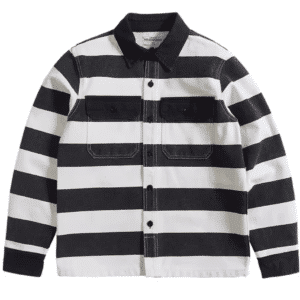 Chemise cowboy rayé noir et blanc américain vintage 16oz
