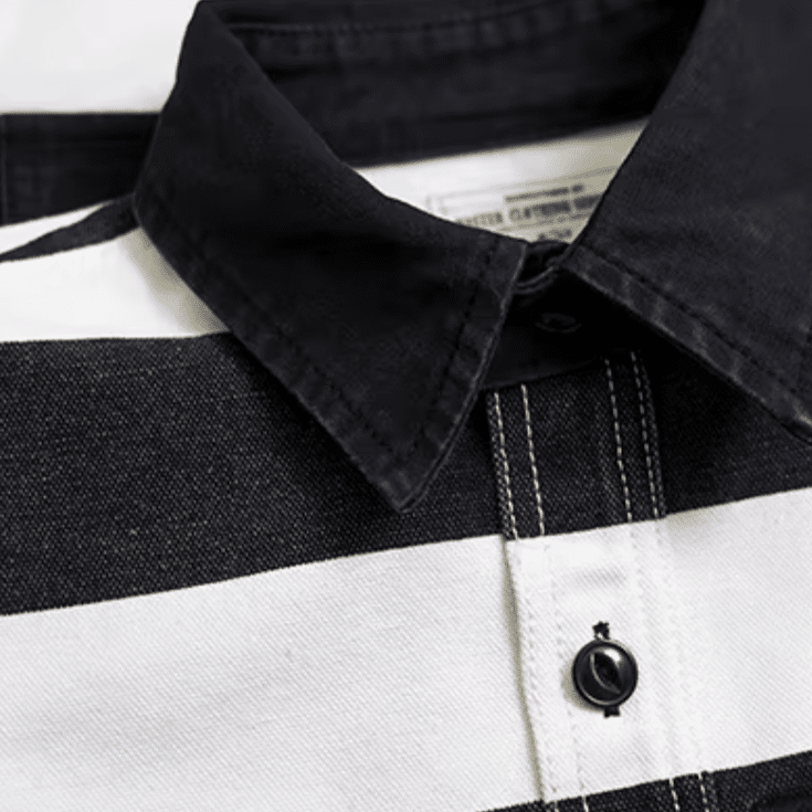 Chemise cowboy rayé noir et blanc américain vintage 16oz (8)