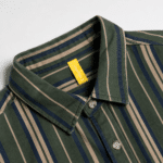 Chemise cowboy rayée verte vintage en coton (3)
