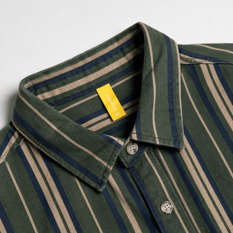 Chemise cowboy rayée verte vintage en coton (3)