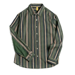 Chemise cowboy rayée verte vintage en coton