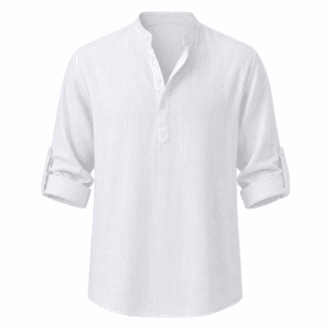 Chemise homme blanche en coton col mao style western