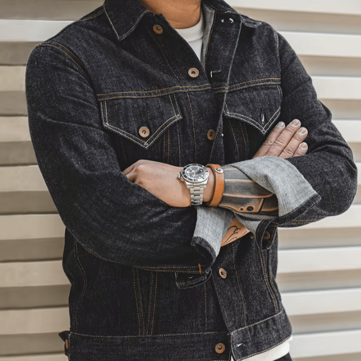 Chemise vintage homme en denim brut épais (1)