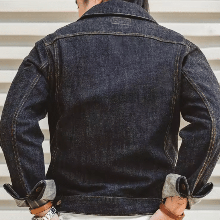 Chemise vintage homme en denim brut épais (4)