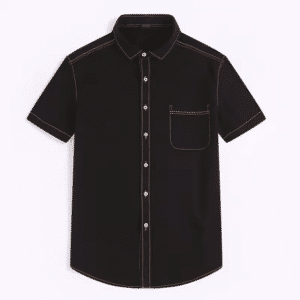 Chemise western homme en coton noir manches courtes