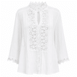 Chemisier femme blanc dentelle florale style western bohème (6)