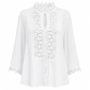 Chemisier femme blanc dentelle florale style western bohème