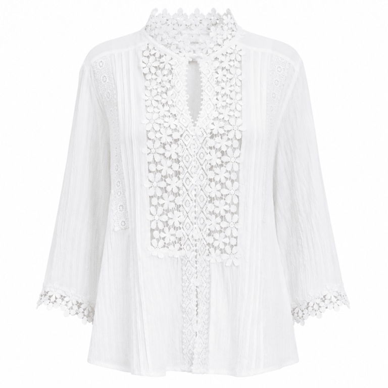 Chemisier femme blanc dentelle florale style western bohème (6)