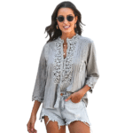 Chemisier femme blanc dentelle florale style western bohème (8)