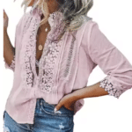 Chemisier femme blanc dentelle florale style western bohème (9)