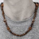 Collier Cowboy en Bois Naturel Verni à Perles Artisanales Vintage (3)
