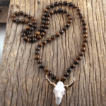 Collier cowboy à perles colorées et pendentif tête de taureau (3)