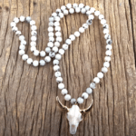 Collier cowboy à perles colorées et pendentif tête de taureau (6)