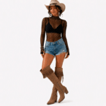 Cuissarde western femme à franges camel style cowboy bohème (1)