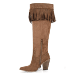 Cuissarde western femme à franges camel style cowboy bohème (3)