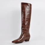 Cuissarde western femme cuir vegan marron effet croco vintage (2)