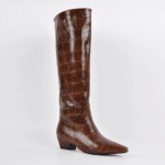 Cuissarde western femme cuir vegan marron effet croco vintage (4)