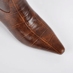 Cuissarde western femme cuir vegan marron effet croco vintage (5)