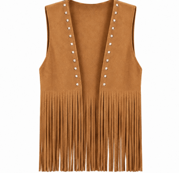 Gilet à franges femme effet daim style western1