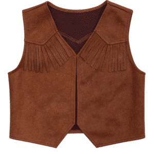 Gilet cowboy enfant marron à franges aspect daim western
