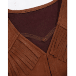 Gilet cowboy enfant marron à franges aspect daim western (3)