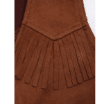 Gilet cowboy enfant marron à franges aspect daim western (4)