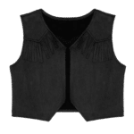 Gilet cowboy enfant noir à franges aspect daim western (1)