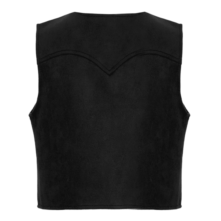Gilet cowboy enfant noir à franges aspect daim western (2)