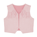 Gilet cowboy enfant rose à franges aspect daim western (1)