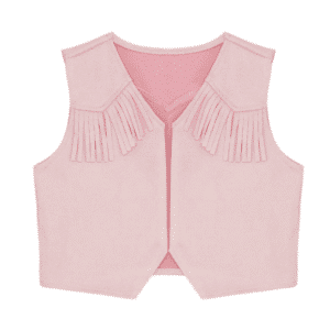 Gilet cowboy enfant rose à franges aspect daim western