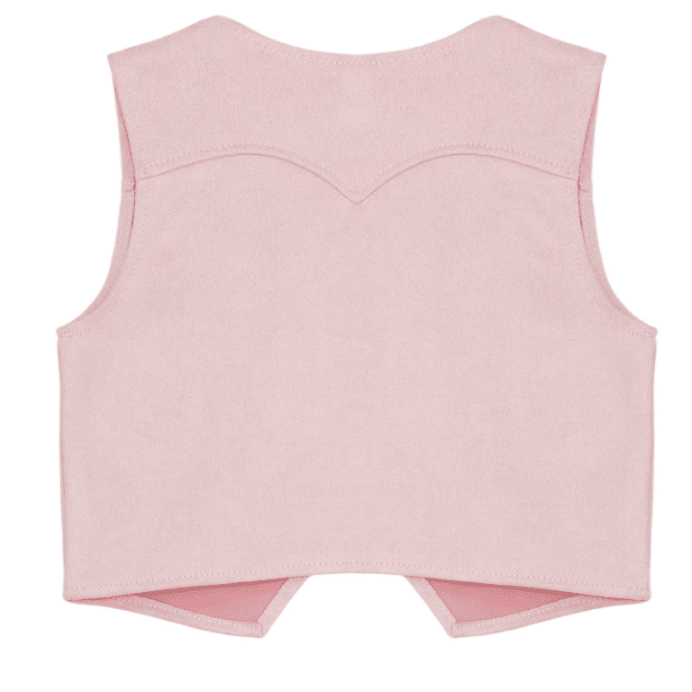 Gilet cowboy enfant rose à franges aspect daim western (2)