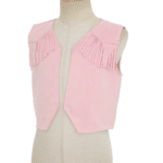 Gilet cowboy enfant rose à franges aspect daim western (3)