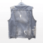 Gilet en jean femme à strass motif soleil style western (2)