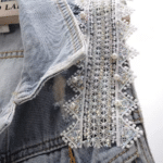 Gilet en jean femme à strass motif soleil style western (3)