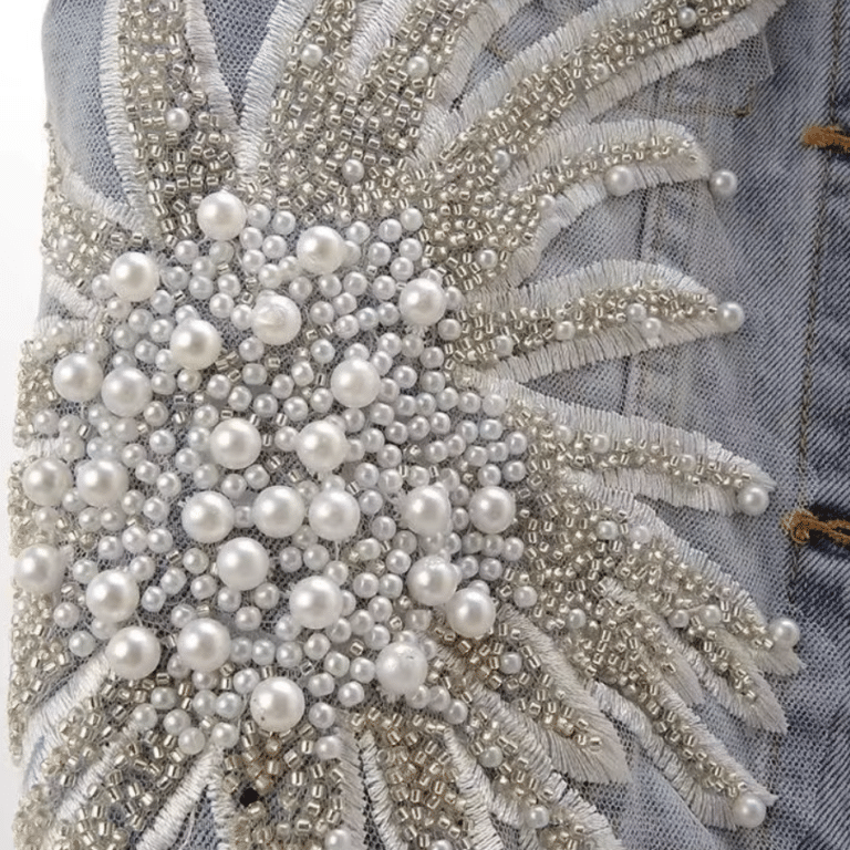 Gilet en jean femme à strass motif soleil style western (4)