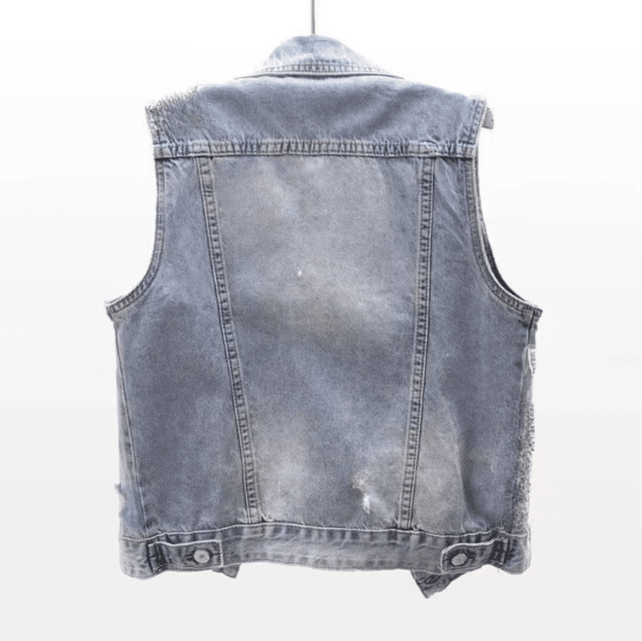 Gilet en jean sans manches femme brodé style western (3)