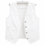 Gilet sans manche femme blanc en jean style western (2)