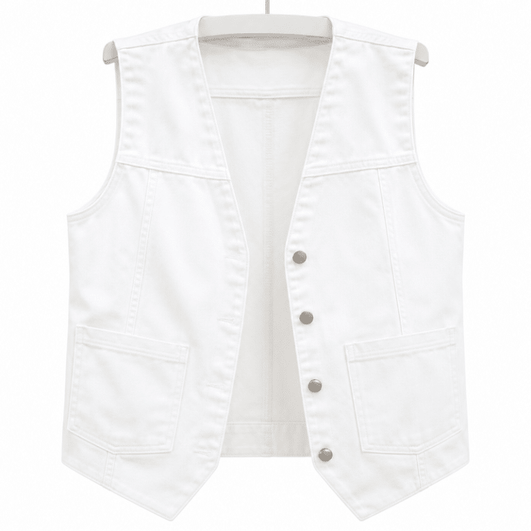 Gilet sans manche femme blanc en jean style western (2)